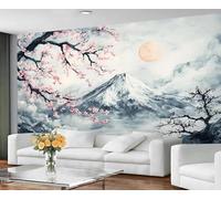 YueMingDi 3D Moderne Décoration Murale Chambre À Coucher Fleur Branche Montagne Sommet Canapé Tv Fond D’Écran Art Fond Mural-350Cm×256Cm