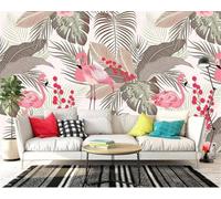 YueMingDi 3D Moderne Mural Décorer Chambre À Coucher Plante Feuillage Animal Flamant Rose Paysage Chambre Salon Fond D’Écran Moderne-400Cm×280Cm