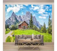 YueMingDi 3D Moderne Murale Décoration Chambre À Coucher Sommet De La Montagne Prairie Blanc Nuage Paysage Tv Chambre À Coucher Fond D’Écran Salon Murale-400Cm×280Cm