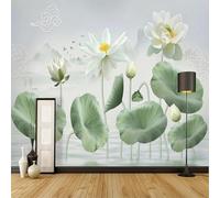 YueMingDi 3D Salon Mural Décor À La Maison Vert Feuille De Lotus Paysage Floral Télévision Fond D’Écran-300Cm×210Cm