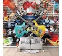 YueMingDi 3D Salon Mural Décoration De La Maison Musique Guitare Paysage Salon Chambre Fond Art Murale-430Cm×300Cm