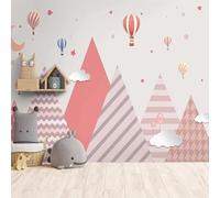 YueMingDi 3D Salon Mural Décoration Intérieure Dessin Animé Pic De Montagne Ballon Paysage Télévision Fond D’Écran-400Cm×280Cm