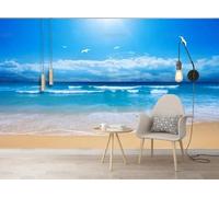 YueMingDi Blue Beach Paysage Texture Wallpaper Décoration De La Maison Fond Créatif Tv-400Cm×280Cm