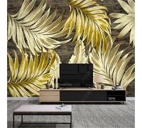YueMingDi Feuille De Plante Jaune Papier Peint Décor D’Intérieur Fond D’Écran Texturé Salon Tv-350Cm×256Cm