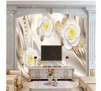 YueMingDi Fleur Blanche Feuille Papier Peint Décoration Intérieure Salon Créatif Chambre Tv Fond-430Cm×300Cm