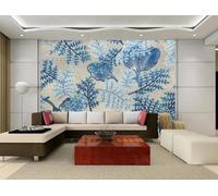 YueMingDi Fleur Bleue Plante Feuille Texture Murale Décoration Intérieure Chambre À Coucher Salon Fond De Télévision-430Cm×300Cm