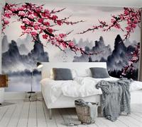YueMingDi Fleurs Branches Paysage Montagne Pic Texture Peintures Murales Décoration De La Maison Étude Salon Chambre À Coucher Fond-200Cm×140Cm