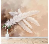 YueMingDi Papier Peint 3D Minimaliste En Relief Blanc Plumes Art | Fresques Murales et Créatives Décoration D'intérieur Pour le Bureau Salon la Chambre Coucher Canapé Mural de Luxe-250cm×170cm