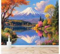 YueMingDi Papier Peint 3D Montagnes Enneigées Lac Reflets Automne Forêt | Fresques Murales et Créatives Décoration D'intérieur Pour le Bureau Salon la Chambre Coucher Canapé Mural de Luxe-200cm×140cm