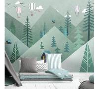 YueMingDi Plantes Vertes Bois Pics De Montagne Moderne Murale Décoration Chambre Salon Moderne Tv Fond-350Cm×256Cm