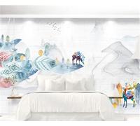YueMingDi Sommets De Montagne Plantes Arbres Peintures Murales Modernes Décorer Chambre À Coucher Fonds De Télévision Créatifs-430Cm×300Cm