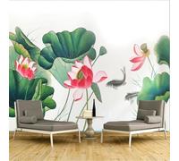 YueMingDi Vert Lotus Feuille Floral Paysage Moderne Fond D’Écran Décoration Chambre Créatif Tv Fond-400Cm×280Cm