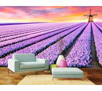 YueMingDi Violet Floral Estate Créatif Mural Art Déco Tv Chambre À Coucher Toile De Fond-250Cm×170Cm