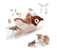 YUEMOL 3 pièces Jouet Chat Oiseau Qui Bouge Jouet interactif for Chat et Oiseau, Oiseau battant et gazouillant Rechargeable (sans vol) avec Herbe à Chat for Chats d'intérieur, Jouet for Chat activé