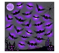 YUEMOL Lot de 36 chauves-souris lumineuses 3D d'Halloween - 12/24/36 pièces - Pour décoration de maison, mur, fenêtre, jardin, cour