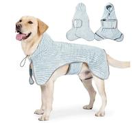 YUEMOL Serviette pour chien - Peignoir pour animal domestique - Absorbe l'eau rapidement - Pour chiens de petite, moyenne et grande taille - Doux et réglable - Séchage et humidité - Gris - Taille M