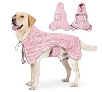 YUEMOL Serviette pour chien - Peignoir pour animal domestique - Absorbe l'eau rapidement - Pour chiens de petite, moyenne et grande taille - Doux et réglable - Séchage et humidité - Rose - Taille M