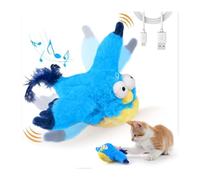 YUEMOL2 pièces Jouet Chat Oiseau Qui Bouge Jouet interactif for Chat et Oiseau, Oiseau battant et gazouillant Rechargeable (sans vol) avec Herbe à Chat for Chats d'intérieur, Jouet for Chat activé