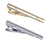 Yuemuop 2 Pièces Pince à Cravate Or Argent Noir Homme, Tie Broche Clip, Pince à Cravate Cuivre, Pince a Cravate Pour Homme