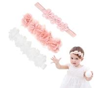 Yuemuop 3 Pièces Bandeaux Gros-Grain pour Petites Filles, Bébé Fille Kids Turban, Bébé Couvre-Chef Bébé Fleur Headband pour Tout-Petits et Bébés Filles