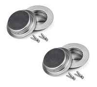 Yuemuop 4 Pièces Poignées de Tirage Rondes Dissimulées, Noxydable Poignées Rondes à Rainures, poignées Rondes Encastrables pour Tiroirs Armoires à Chaussures Armoires（Argent）