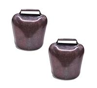 Yuemuop Lot de 2 Cloche de Chèvre, Vache Cheval Mouton Cloche, Cloche de Vache avec Battant en Fer, Srtisanat, Décoration de Fête en Bronze (6,3 x 4,8 x 3 cm 62 g)