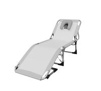 YUENFONG 190 x 63 x 30 cm - Chaise longue de jardin pliable avec ouverture pour le visage - Avec coussin - Dossier réglable en 4 positions - Charge maximale : 160 kg - Gris clair