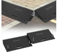 YUENFONG 2 pi?ces Rampe de trottoir en caoutchouc Rampe d'acc?s Rampe de trottoir Portable Rampe de fauteuil roulant Rampe de seuil de voiture Avec Surface structur?e et poign?e 53x32x10cm