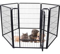YUENFONG 6-PLG Parc pour chiots Enclos pliable Parc pour animaux 80cm de haut, verrouillage automatique, parc pour chiots avec porte pour chiens, lapins, petits animaux, chat