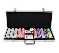 YUENFONG Aluminium Mallette de poker 500 jetons Texas Hold'em Poker avec 2 plateaux de poker et 5 dés 1 bouton dealer 2 clés