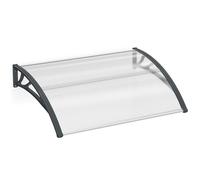 YUENFONG Auvent pour porte d'entrée 150 x 100 cm, toit de porte en polycarbonate transparent, support PP, toit extérieur arqué (pince grise)