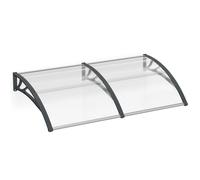 YUENFONG Auvent pour porte d'entrée 200 x 100 cm, toit de porte en polycarbonate transparent, support PP, toit extérieur arqué (pince grise)