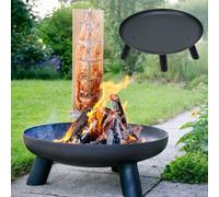 YUENFONG Bol à feu rond Ø 80 cm avec trou d'évacuation de l'eau, foyer de jardin pour la terrasse et le balcon, Bols à feu en métal pour chauffage/BBQ