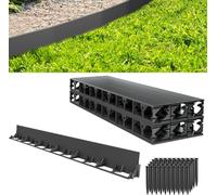 YUENFONG Bordure de pelouse flexible en plastique 12M, bordure de pavé Bordure de parterre Bordure de tonte Pierre de bordure avec 50 ancrages de terre (78mm, noir)