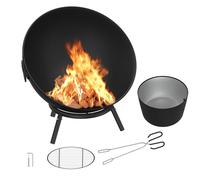 YUENFONG Brasero de 60 cm de diamètre - Bassin à feu inclinable avec trépied - Pour barbecue de jardin