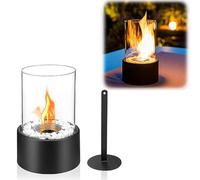 YUENFONG Cheminée de Table cheminée Bio éthanol feu de Table feu de terrasse en Acier Inoxydable et Verre avec Pare-Flammes, pour l'intérieur et l'extérieur, Balcon, Salon (Type A, Rond)