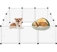 YUENFONG Enclos extérieur pour lapins, DIY enclos intérieur pour petits animaux en plastique, enclos extensible pour petits animaux, cochons d'Inde, hamsters, 145x75x48 cm, blanc
