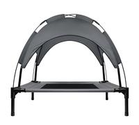 YUENFONG Lit surélevé pour chien, avec baldaquin, cadre en fer, taille M, 122 x 92 x 102 cm, imperméable, gris