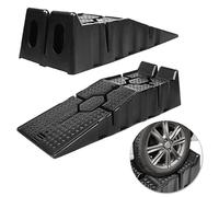 YUENFONG Lot de 2 rampes d'accès en plastique - Rampe de chargement jusqu'à 2,5 tonnes - Pour réparation de voiture, centre, garage, parking (90 x 31 x 22,5 cm, noir)