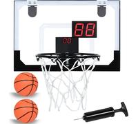 YUENFONG Mini panier de basket-ball Indoor Enfants avec panneau d'affichage électronique et son, panneau de basket-ball suspendu avec ballons et pompe Jeux de lancer Indoor