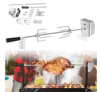 YUENFONG Moteur à Brochette en Acier Inoxydable 220-240V, 107 cm, Rôtissoire électrique avec 2 Aiguilles à Viande pour Barbecue, pour Activités de Plein Air, Pique-niques en Camping, Fêtes
