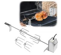 YUENFONG Moteur à Brochette en Acier Inoxydable 220-240V, 107 cm, Rôtissoire électrique avec 4 Aiguilles à Viande pour Barbecue, pour Activités de Plein Air, Pique-niques en Camping, Fêtes