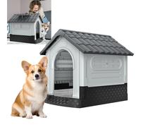 YUENFONG Niche pour chien - Grande maison pour animaux de compagnie - En plastique - Amovible - Avec grille d'aération - Pour chiens et chats - 65 x 56,5 x 67 cm - Gris