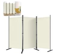 YUENFONG Paravent de séparation de pièce, 275 x 180 cm, brise-vue, avec piquets de sol et serre-câbles, pour jardin, balcon, salon (3 pièces, beige)