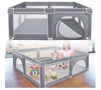 YUENFONG Parc pour bébé - Grand terrain de jeu de sécurité - Grille de protection pour enfants - Gris foncé (180 x 150 x 68 cm)