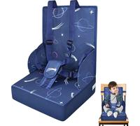 YUENFONG Rehausseur de chaise, Siège d'appoint enfant lavable, Chaise haute de voyage pour bébés et jeunes enfants, Coussin éponge confortable, Rehausseur de chaise flexible (Bleu)