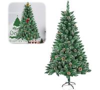 YUENFONG Sapin de Noël Artificiel , Arbre de Noël de Décoration avec Support en Métal, Système de Parapluie Pliant à Assemblage Rapide, avec Ambiance de Noël (PVC Vert avec Pointe Blanche, 150cm)