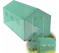 YUENFONG Serres de jardin en acier galvanisé 4,5 x 2 x 2 m Serre en film plastique avec porte tunnel et fenêtre en film à mailles pour le jardin