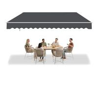 YUENFONG Store de balcon à bras articulé avec manivelle - 4 x 3 m - En aluminium - Résistant aux UV - Protection solaire - Imperméable - Pour terrasse et jardin - Gris foncé