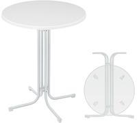 YUENFONG Table haute Table de bistrot pliante Ø 80 cm Table pliante en aluminium ronde 110 cm de haut Table de bar, montage facile,Blanc